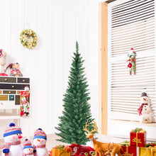 Load image into Gallery viewer, 5 FT Artificial Slim Pencil Christmas Tree with Metal Stand Decorative Xmas Tree