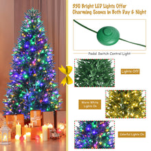 Load image into Gallery viewer, 6FT Artificial Christmas Tree 9 Flash Modes Pre-Lit Hinged Xmas Tree 350 LED