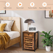 Load image into Gallery viewer, Sofa Side Table, Industrial Nightstand Bedside End Table with Storage Drawer, Metal Frame