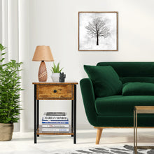 Load image into Gallery viewer, 2-Tier End Table Nightstand Industrial Coffee Snack Table W/ Drawer & Open Shelf