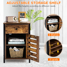 Load image into Gallery viewer, Sofa Side Table, Industrial Nightstand Bedside End Table with Storage Drawer, Metal Frame