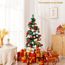 Load image into Gallery viewer, 4FT Artificial Christmas Tree Snowy Pre-Lit Spiral Topiary Xmas Tree W/LED Light