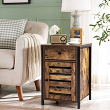 Load image into Gallery viewer, Sofa Side Table, Industrial Nightstand Bedside End Table with Storage Drawer, Metal Frame