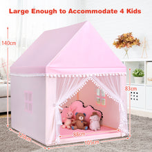 Load image into Gallery viewer, Kids Play Tent Wood Frame Large Playhouse Castle Fairy Tents With Mat Pink