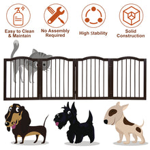 Load image into Gallery viewer, 4 Panels Folding Pet Dog Gate Fence Child Safety Barrier Freestanding Pine Wood