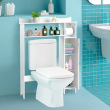 Load image into Gallery viewer, Adjustable Over Toilet Bathroom Storage Rack W/ Side Cabinet & Paper Holder
