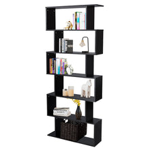 Load image into Gallery viewer, 6-tier Bookcase Industrial S-Shaped Bookshelf Wooden Storage Display Shelf Home