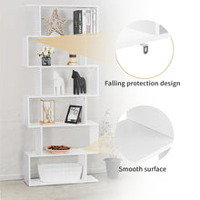 Load image into Gallery viewer, 6-tier Bookcase Industrial S-Shaped Bookshelf Wooden Storage Display Shelf Home