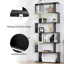 Load image into Gallery viewer, 6-tier Bookcase Industrial S-Shaped Bookshelf Wooden Storage Display Shelf Home