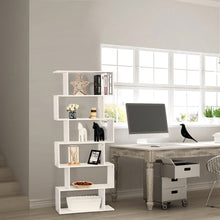 Load image into Gallery viewer, 6-tier Bookcase Industrial S-Shaped Bookshelf Wooden Storage Display Shelf Home