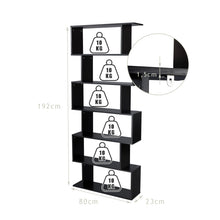 Load image into Gallery viewer, 6-tier Bookcase Industrial S-Shaped Bookshelf Wooden Storage Display Shelf Home