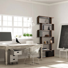 Load image into Gallery viewer, 6-tier Bookcase Industrial S-Shaped Bookshelf Wooden Storage Display Shelf Home