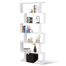 Load image into Gallery viewer, 6-tier Bookcase Industrial S-Shaped Bookshelf Wooden Storage Display Shelf Home