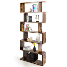Load image into Gallery viewer, 6-tier Bookcase Industrial S-Shaped Bookshelf Wooden Storage Display Shelf Home