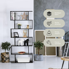 Load image into Gallery viewer, 6-tier Bookcase Industrial S-Shaped Bookshelf Wooden Storage Display Shelf Home