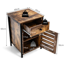 Load image into Gallery viewer, Sofa Side Table, Industrial Nightstand Bedside End Table with Storage Drawer, Metal Frame
