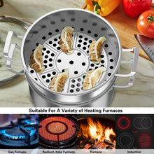 Load image into Gallery viewer, 3 Tier Stainless Steel Steamer Set Kitchen Cooking Induction Steamer Pans W/ Lid