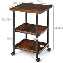 Load image into Gallery viewer, 3-Tier Height Adjustable Printer Stand Beside Table Underdesk Wheels Home Office