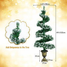 Load image into Gallery viewer, 4FT Artificial Christmas Tree Snowy Pre-Lit Spiral Topiary Xmas Tree W/LED Light