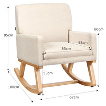 Load image into Gallery viewer, COSTWAY Relax Rocking Chair, Fabric Upholstered Single Sofa Armchair with Solid Wood Legs, Modern Pa