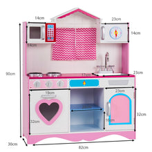 Load image into Gallery viewer, Large Wooden Kids Role Play Kitchen Set Cooking Toys Girls Boys Play Set Pink
