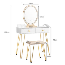 Load image into Gallery viewer, Vanity Dressing Table Set Makeup Desk Stool LED Light Storage Drawers Mirror