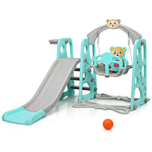 Load image into Gallery viewer, 4-in-1 Toddler Climber & Swing Set Kids Play Climber Slide Playing Set w/ Basketball Hoop