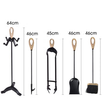 Load image into Gallery viewer, 5PCS Fireplace Tools Set Cast Iron Fireside Companion Brush Shovel Poker Tong