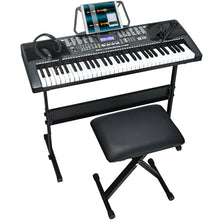 Load image into Gallery viewer, 61-Key Keyboard Piano and Stool Electronic Keyboards with Lighted Keys