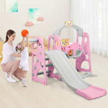 Load image into Gallery viewer, 4-in-1 Toddler Climber & Swing Set Kids Play Climber Slide Playing Set w/ Basketball Hoop