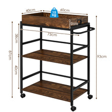 Load image into Gallery viewer, 3-Tier Kitchen Serving Cart Industrial Utility Rolling Trolley Storage Shelf Pub