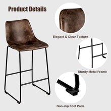 Load image into Gallery viewer, Set of 2 Vintage Faux Suede Bar Stools Home Kitchen Upholstered Stool Chairs