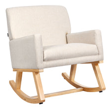 Load image into Gallery viewer, COSTWAY Relax Rocking Chair, Fabric Upholstered Single Sofa Armchair with Solid Wood Legs, Modern Pa