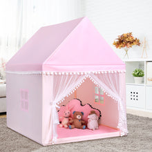 Load image into Gallery viewer, Kids Play Tent Wood Frame Large Playhouse Castle Fairy Tents With Mat Pink