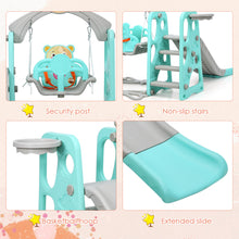 Load image into Gallery viewer, 4-in-1 Toddler Climber & Swing Set Kids Play Climber Slide Playing Set w/ Basketball Hoop