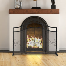 Load image into Gallery viewer, Fire Guard, Decorative Spark Flame Barrier with Metal Mesh and Stable Stand, Iron Fireplace