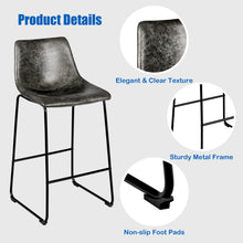 Load image into Gallery viewer, Set of 2 Vintage Faux Suede Bar Stools Home Kitchen Upholstered Stool Chairs