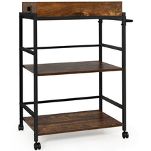Load image into Gallery viewer, 3-Tier Kitchen Serving Cart Industrial Utility Rolling Trolley Storage Shelf Pub