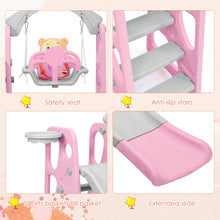 Load image into Gallery viewer, 4-in-1 Toddler Climber & Swing Set Kids Play Climber Slide Playing Set w/ Basketball Hoop
