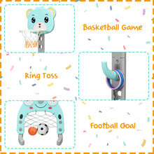 Load image into Gallery viewer, 3-in-1 Kids Basketball Hoop Stand Set Ring Toss Portable Sport Activity Center