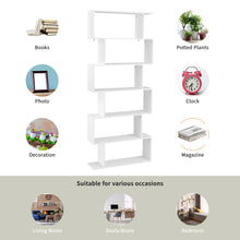 Load image into Gallery viewer, 6-tier Bookcase Industrial S-Shaped Bookshelf Wooden Storage Display Shelf Home