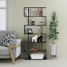 Load image into Gallery viewer, 6-tier Bookcase Industrial S-Shaped Bookshelf Wooden Storage Display Shelf Home