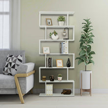 Load image into Gallery viewer, 6-tier Bookcase Industrial S-Shaped Bookshelf Wooden Storage Display Shelf Home