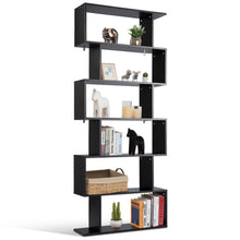 Load image into Gallery viewer, 6-tier Bookcase Industrial S-Shaped Bookshelf Wooden Storage Display Shelf Home