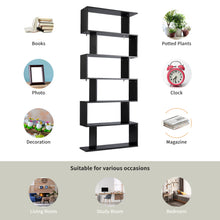 Load image into Gallery viewer, 6-tier Bookcase Industrial S-Shaped Bookshelf Wooden Storage Display Shelf Home