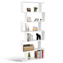 Load image into Gallery viewer, 6-tier Bookcase Industrial S-Shaped Bookshelf Wooden Storage Display Shelf Home