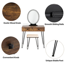 Load image into Gallery viewer, Vanity Dressing Table Set Makeup Desk Set W/ LED Lighted Mirror Stool & Drawer