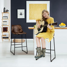 Load image into Gallery viewer, Set of 2 Vintage Faux Suede Bar Stools Home Kitchen Upholstered Stool Chairs