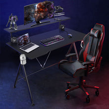 Load image into Gallery viewer, Y-Shaped Ergonomic Game Racing Desk Computer Table Workstation W/ Monitor Shelf