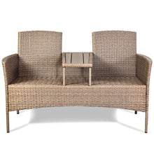 Load image into Gallery viewer, Outdoor Garden Furniture 2-Seater Rattan Chair Middle Tea Table Padded Cushions